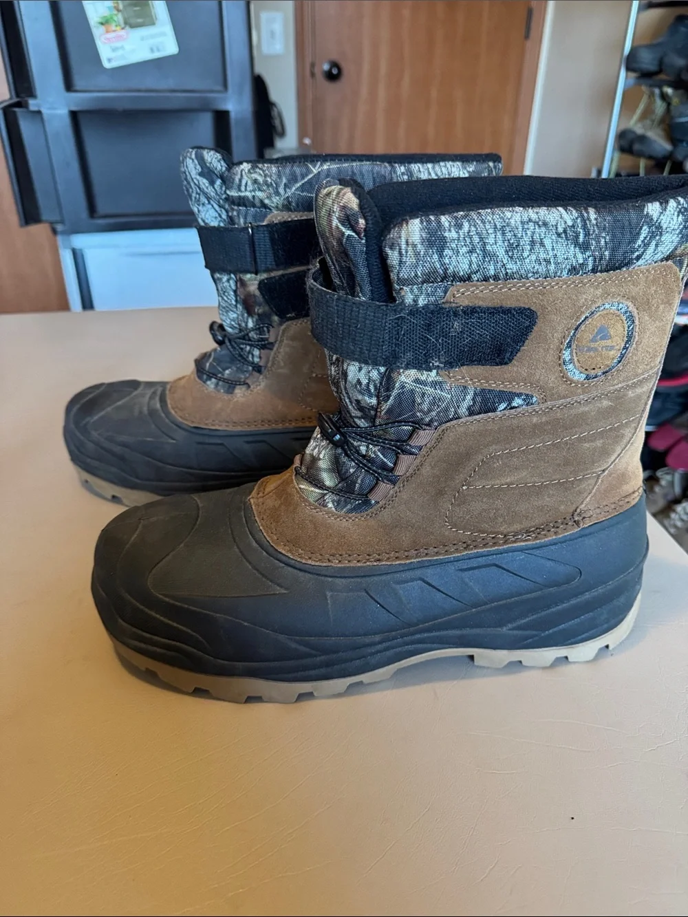 Ozark Trail Brown and Black Men's Rain & Snow Boots with Camouflage Upper